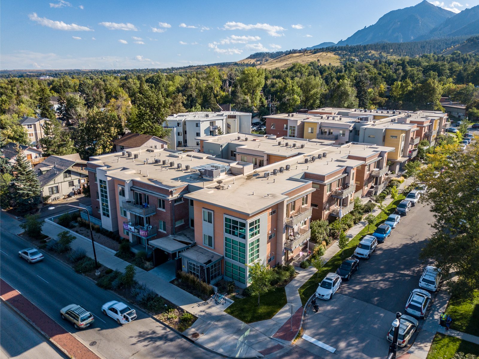 Saga Boulder at 955 Broadway, across from the University of Colorado Boulder.