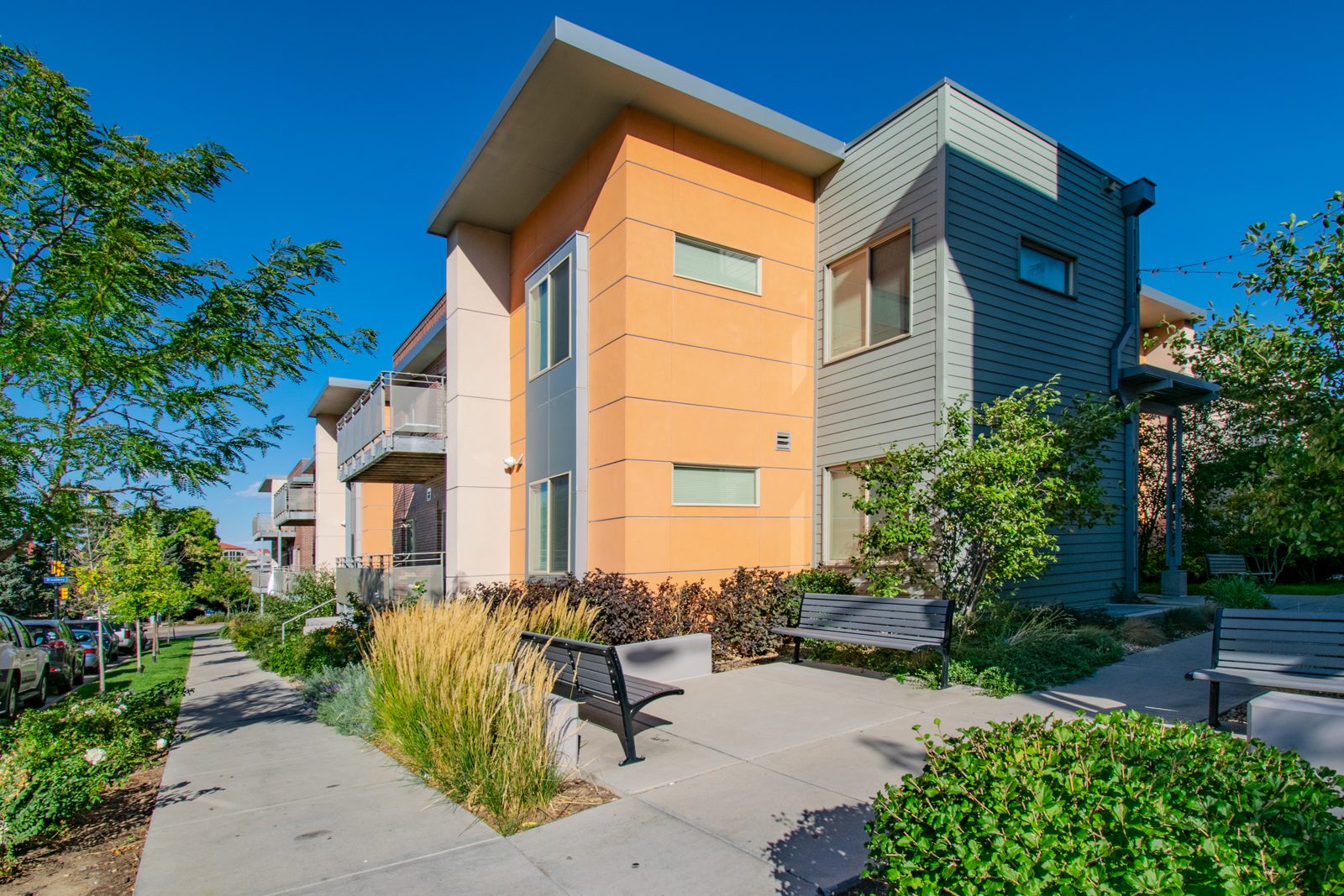 Courtyard elevation of the two-building community.