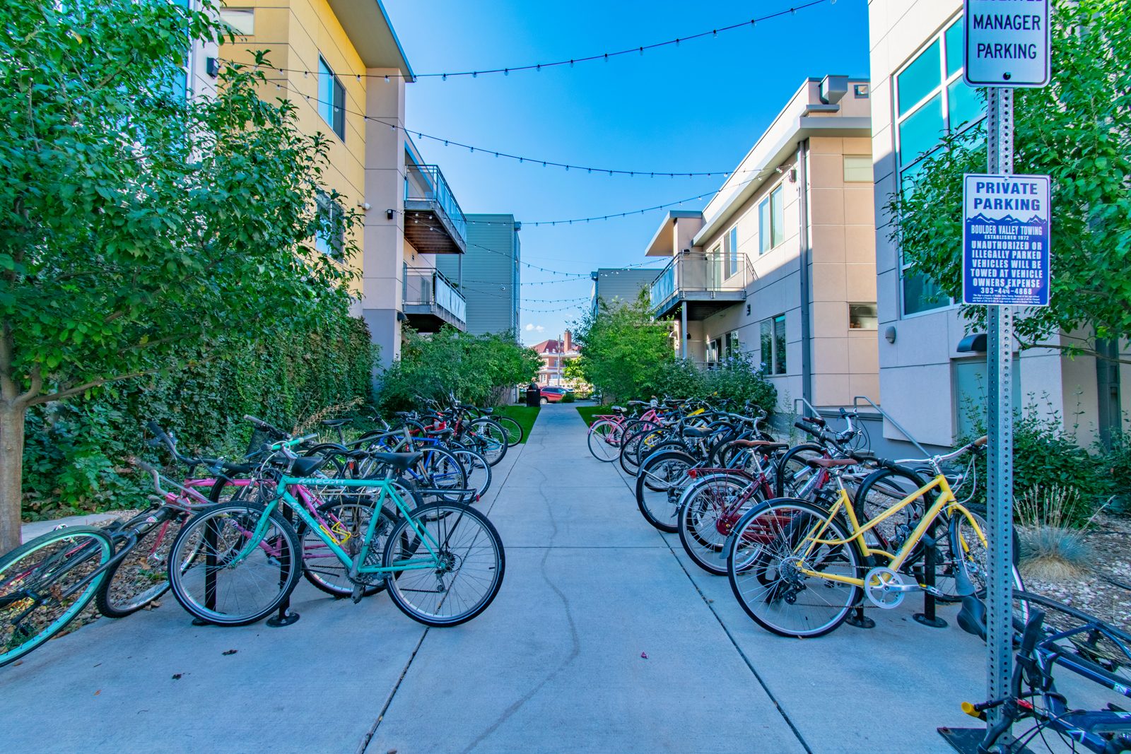 Covered bicycle parking at Saga Boulder.